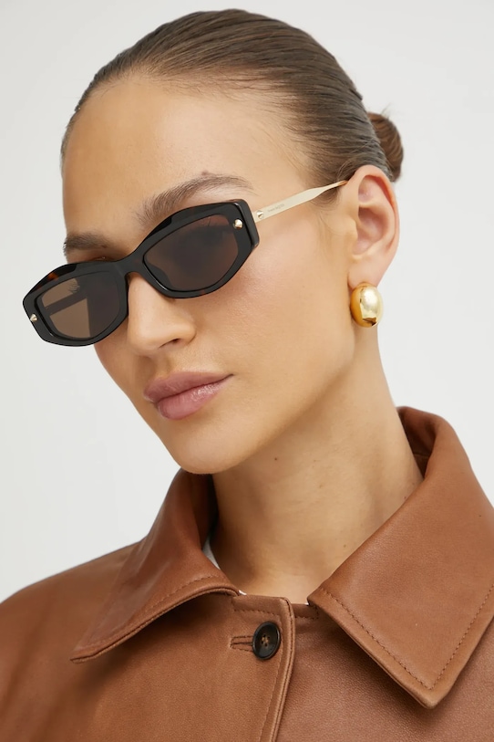 Sluneční brýle Alexander McQueen jednotná hnědá AM0482S