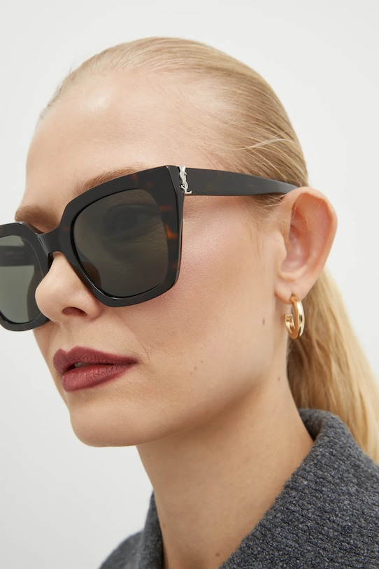 Sunčane naočale Saint Laurent jednobojno smeđa SL.M143