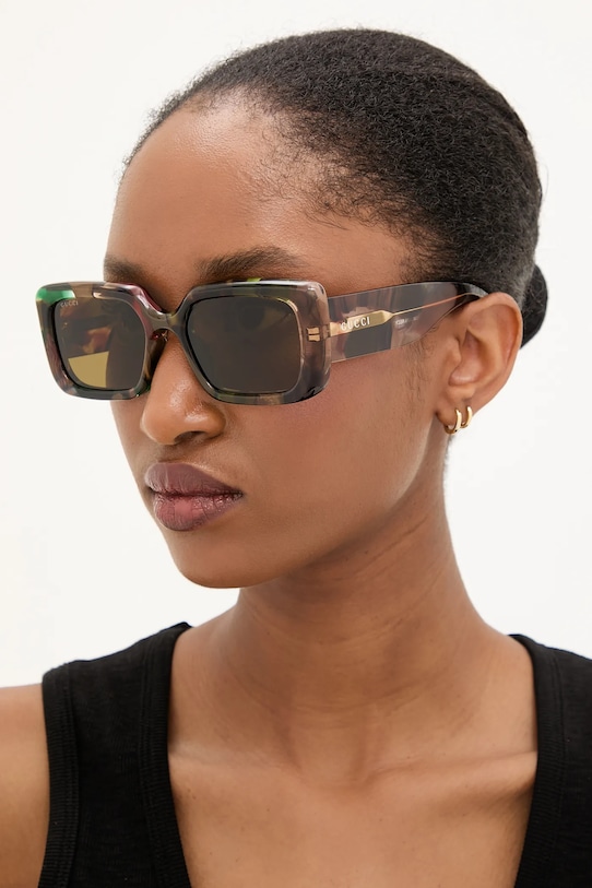 Gucci okulary przeciwsłoneczne prostokątne brązowy GG1906S