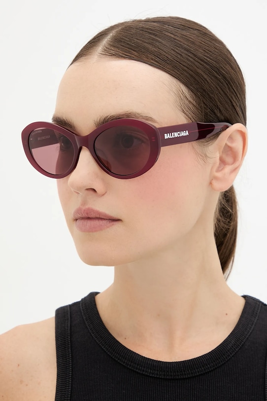 Солнцезащитные очки Balenciaga однотонная с деталью бордо BB0446S