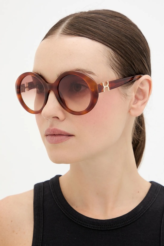 Сонцезахисні окуляри Chloé однотонна з деталлю коричневий CH0332S