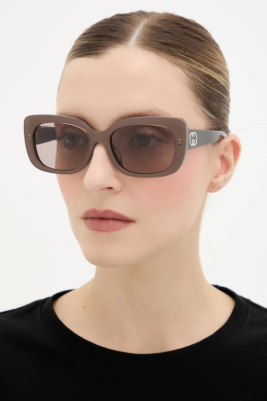 Gucci okulary przeciwsłoneczne prostokątne brązowy GG1979SK