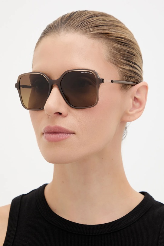 Armani Exchange okulary przeciwsłoneczne jednolita brązowy 0AX4163S.8396T5