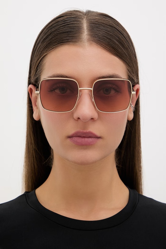 Alexander McQueen štvorcové slnečné okuliare dámske AM0564S zlatá