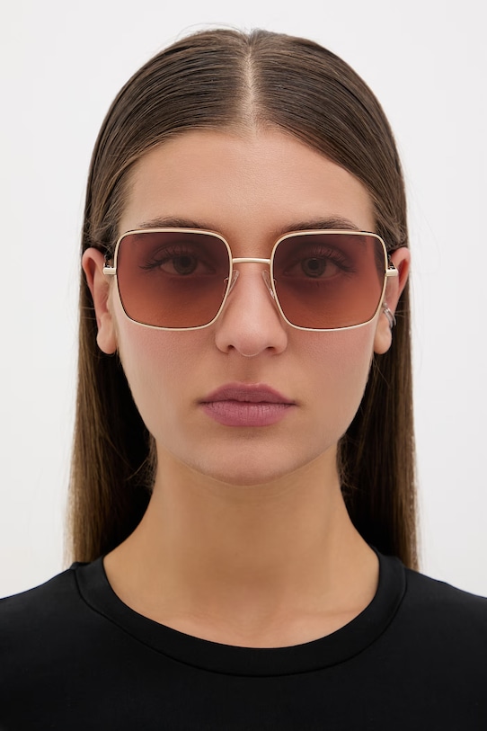 Alexander McQueen štvorcové slnečné okuliare dámske AM0564S zlatá