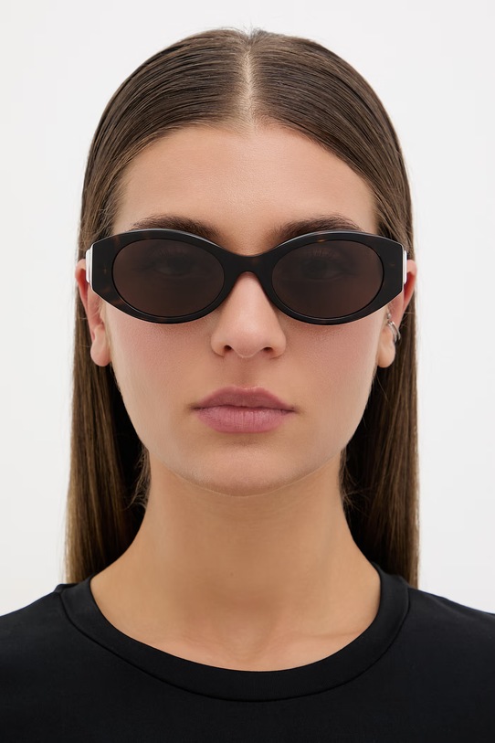 Balenciaga okulary przeciwsłoneczne okrągłe damskie BB0477SA brązowy