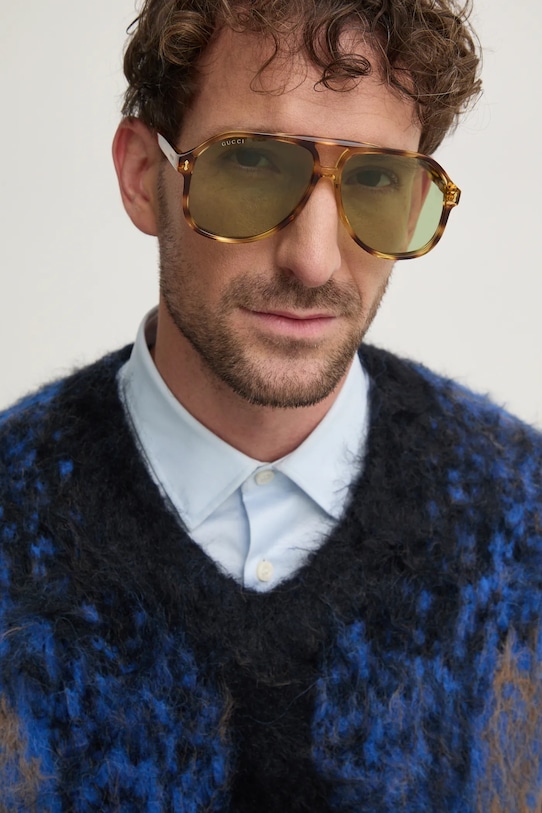 Gucci okulary przeciwsłoneczne jednolita brązowy GG1042S