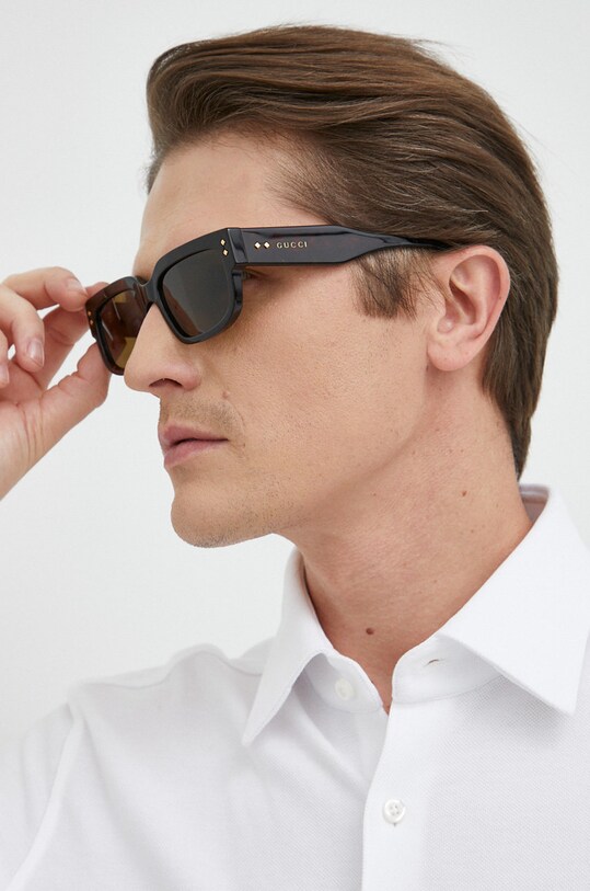 Gucci okulary przeciwsłoneczne prostokątne brązowy GG1218S