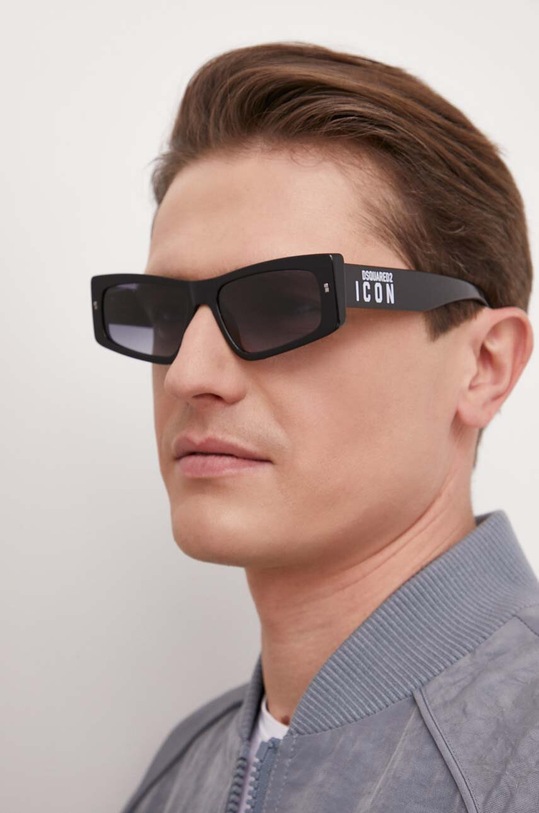 DSQUARED2 okulary przeciwsłoneczne prostokątne czarny ICON.0007/S