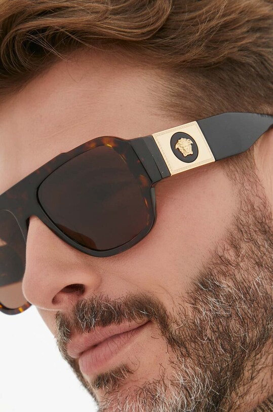 Сонцезахисні окуляри Versace однотонна з деталлю коричневий 0VE4436U