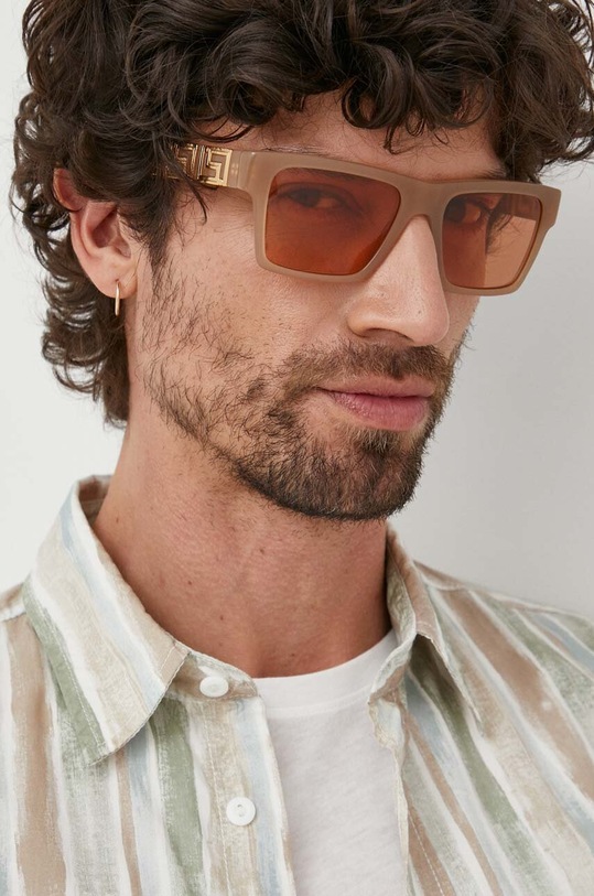 Versace okulary przeciwsłoneczne prostokątne beżowy 0VE4445