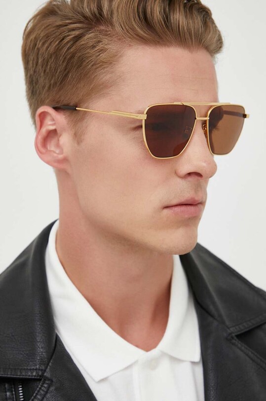 Bottega Veneta okulary przeciwsłoneczne jednolita złoty BV1236S