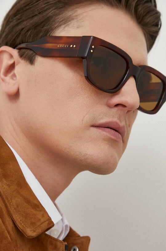 Gucci okulary przeciwsłoneczne prostokątne brązowy GG1261S