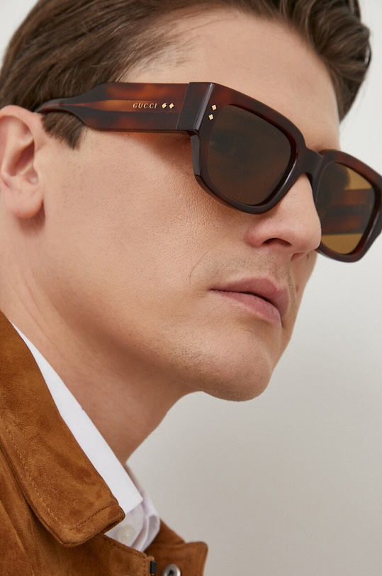 Gucci okulary przeciwsłoneczne prostokątne brązowy GG1261S