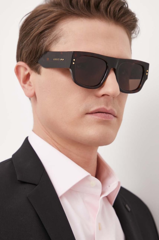 Gucci ochelari de soare dreptunghiular maro GG1262S