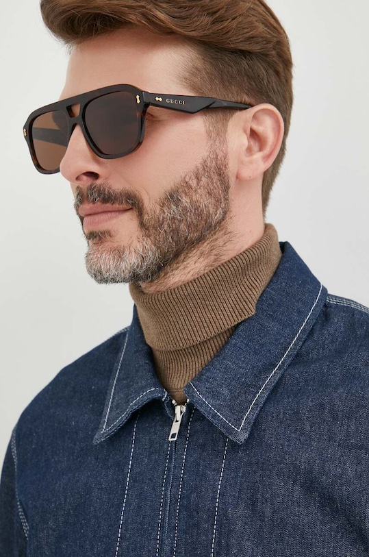 Gucci okulary przeciwsłoneczne jednolita brązowy GG1263S