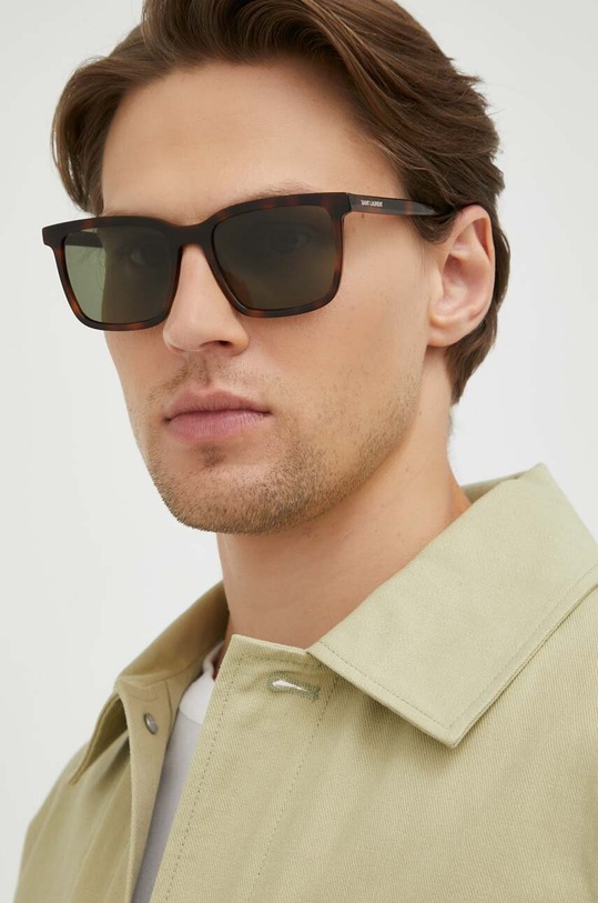 Saint Laurent okulary przeciwsłoneczne geometryczne brązowy SL.500