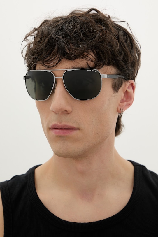 Armani Exchange okulary przeciwsłoneczne pilotki srebrny 0AX2047S