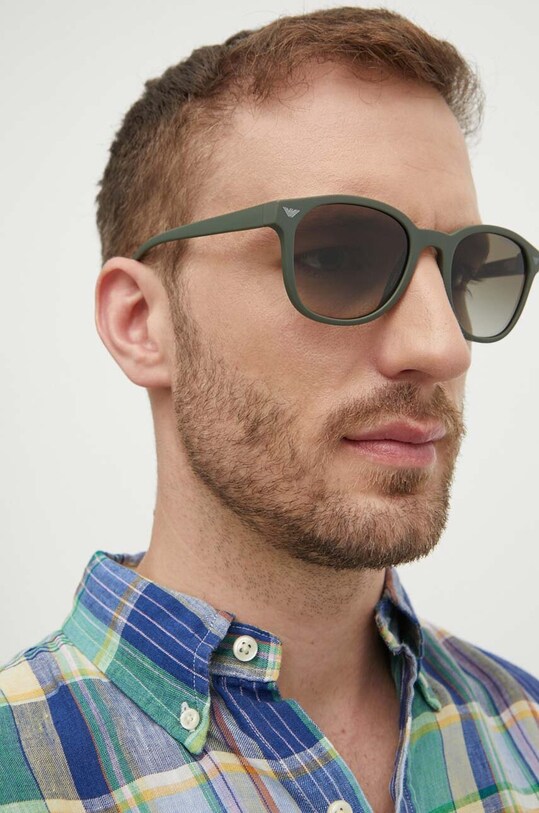 Emporio Armani okulary przeciwsłoneczne prostokątne zielony 0EA4225U