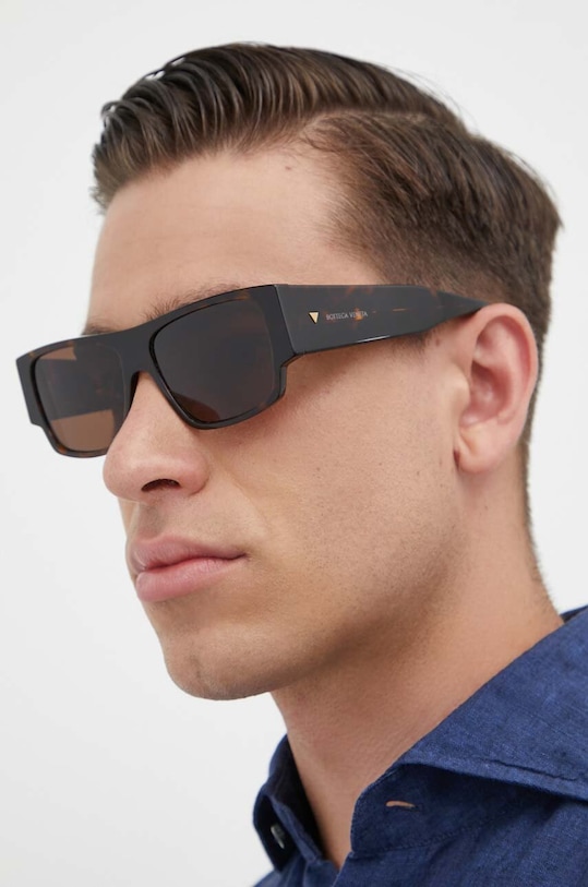 Bottega Veneta okulary przeciwsłoneczne jednolita brązowy BV1286S