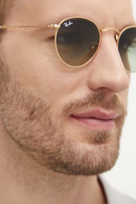 Ray-Ban okulary przeciwsłoneczne ROUND METAL 0RB3447.001.BH złoty AA00