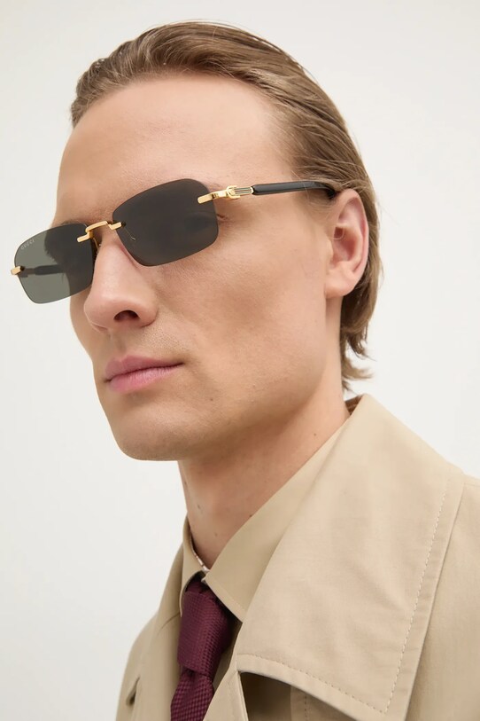 Gucci ochelari de soare dreptunghiular aur GG1221S