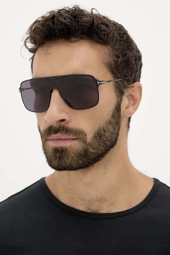Tom Ford occhiali da sole Zappa a tinta unita nero FT1173.6901A