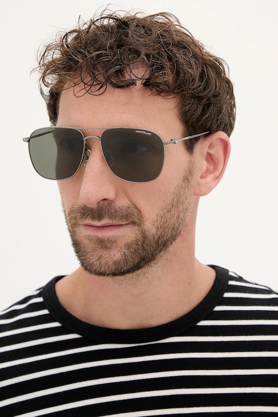 Montblanc okulary przeciwsłoneczne jednolita srebrny MB0417SA