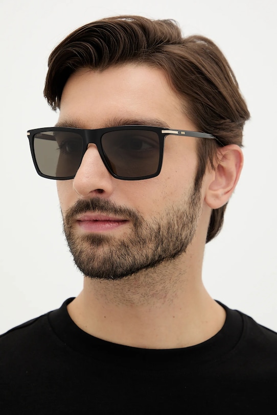 BOSS ochelari de soare dreptunghiular negru BOSS.1844/S