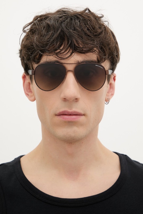 Armani Exchange okulary przeciwsłoneczne pilotki męskie 0AX2034S brązowy AA00