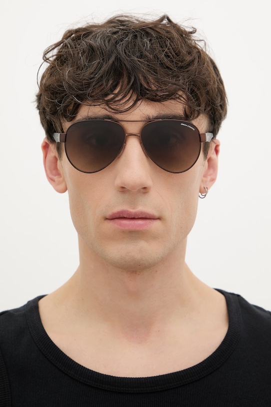 Armani Exchange okulary przeciwsłoneczne pilotki męskie 0AX2034S brązowy AA00