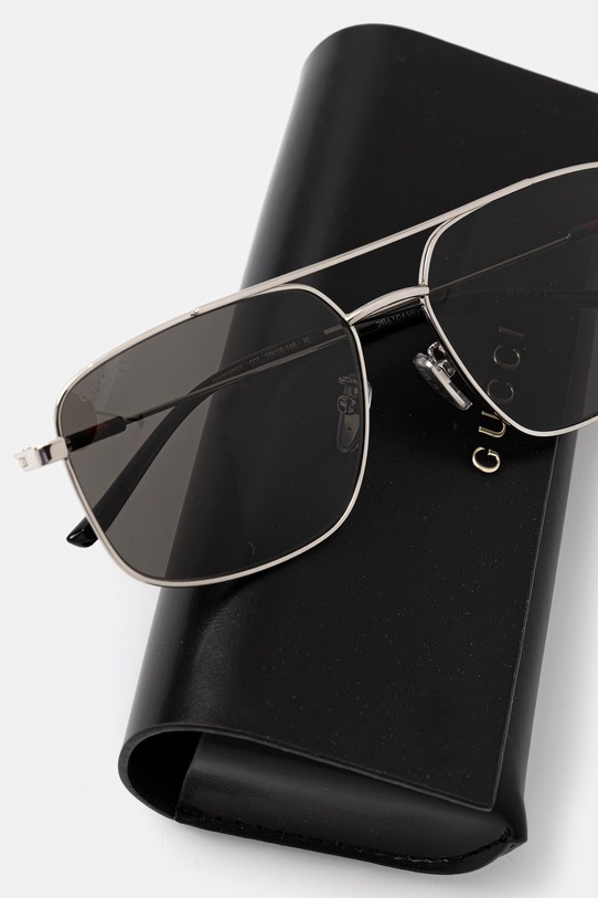 Akcesoria Gucci okulary przeciwsłoneczne kwadratowe męskie GG2096SA srebrny