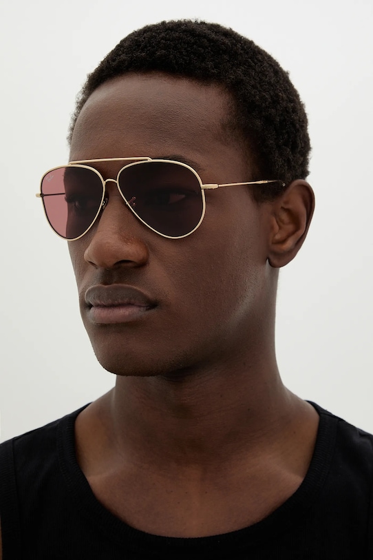 Ray-Ban okulary przeciwsłoneczne LENNY KRAVITZ X AVIATOR REVERSE 0RBR0101S złoty AA00