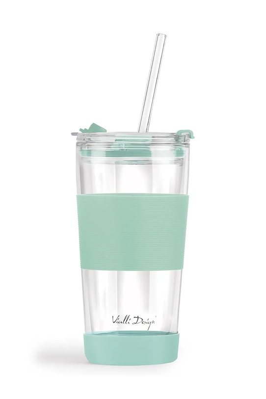 Vialli Design kubek termiczny ze słomką Fuori 600 ml turkusowy 428