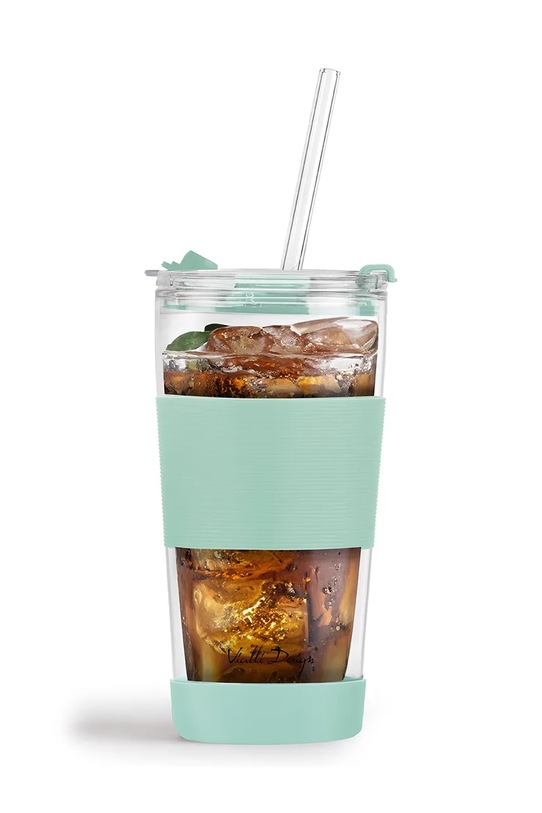 Vialli Design kubek termiczny ze słomką Fuori 600 ml 428 turkusowy AA00