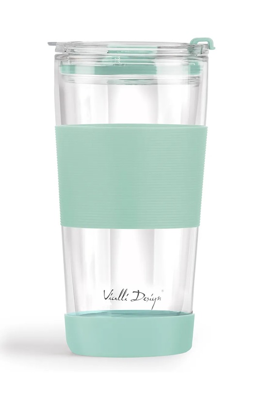 Akcesoria Vialli Design kubek termiczny ze słomką Fuori 600 ml 428 turkusowy