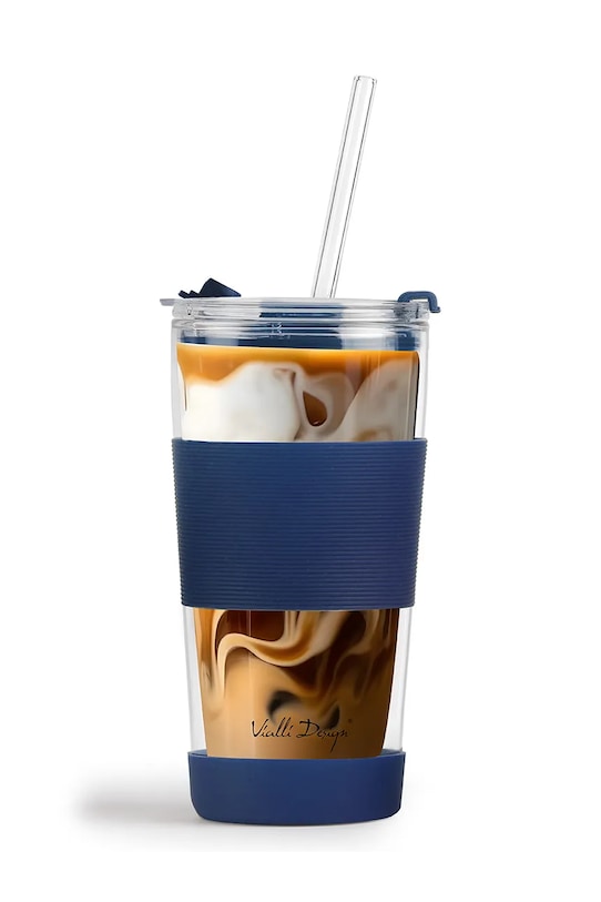 Vialli Design kubek termiczny ze słomką Fuori 600 ml 30381 granatowy