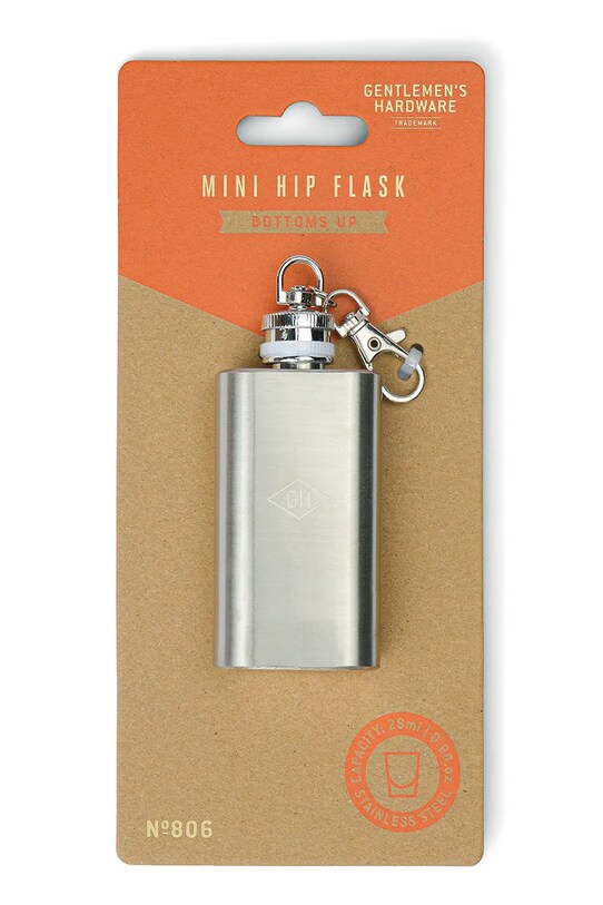 Kľúčenka s ploskačkou Gentlemen's Hardware Mini Hip Flask 28 ml GEN806UK sivá AA00