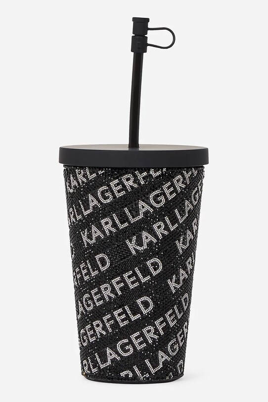 Karl Lagerfeld pohár szívószállal k/rhinestone fekete A2W42018