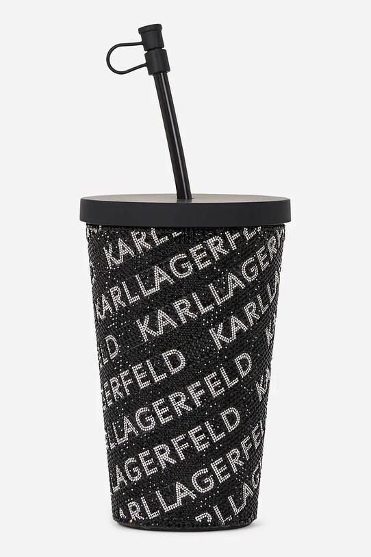 Karl Lagerfeld pohár szívószállal k/rhinestone A2W42018 fekete AA00