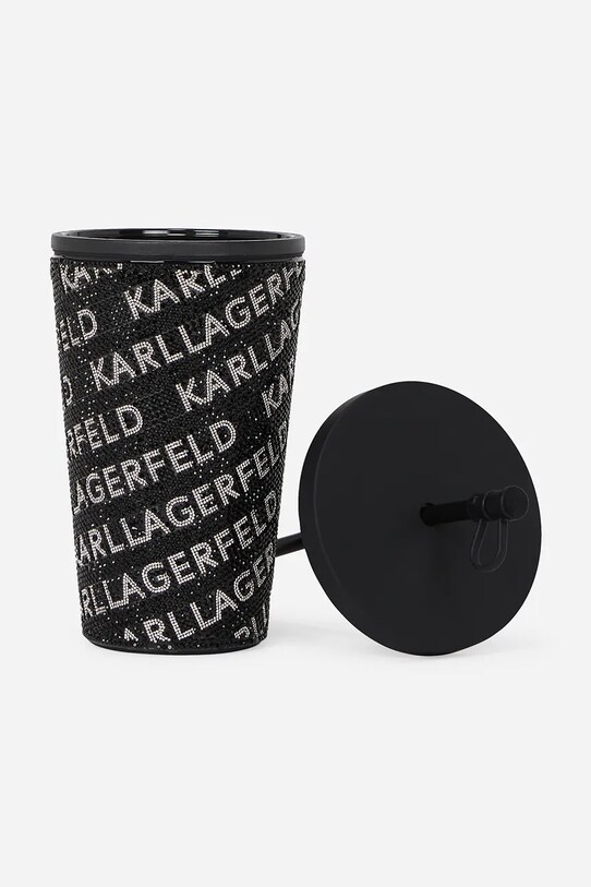 Karl Lagerfeld pohár szívószállal k/rhinestone fekete A2W42018