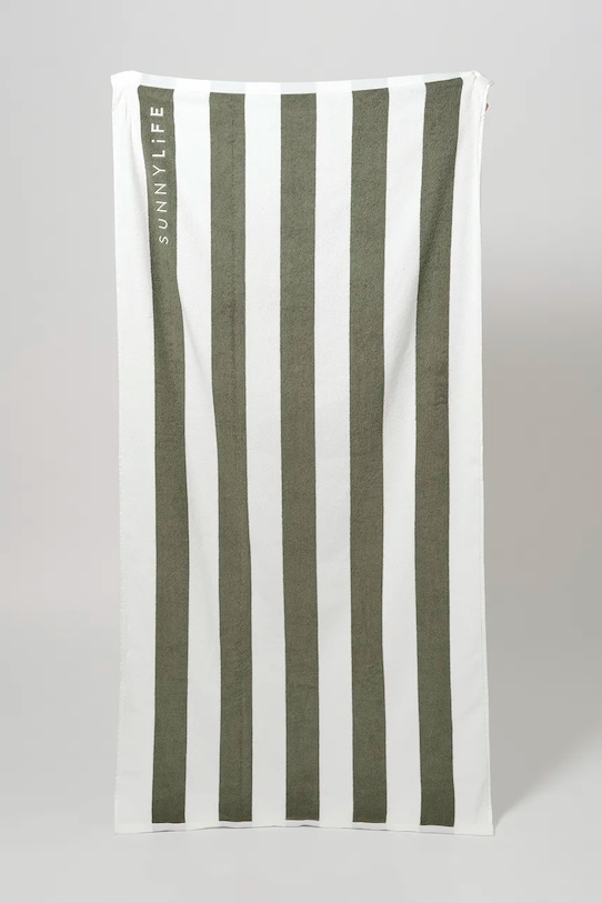 Ručnik za plažu SunnyLife The Vacay Olive Stripe zelena S51TOWGR