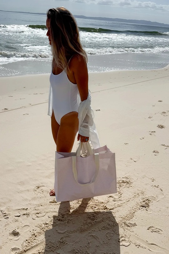 Plážová taška SunnyLife Lazy Days Pink Stripe ružová S51CARPK