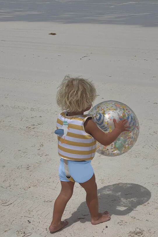 Prsluk za plivanje za djecu SunnyLife Sammy the Seagull Mustard Stripe 1-2 years S51VVMS1