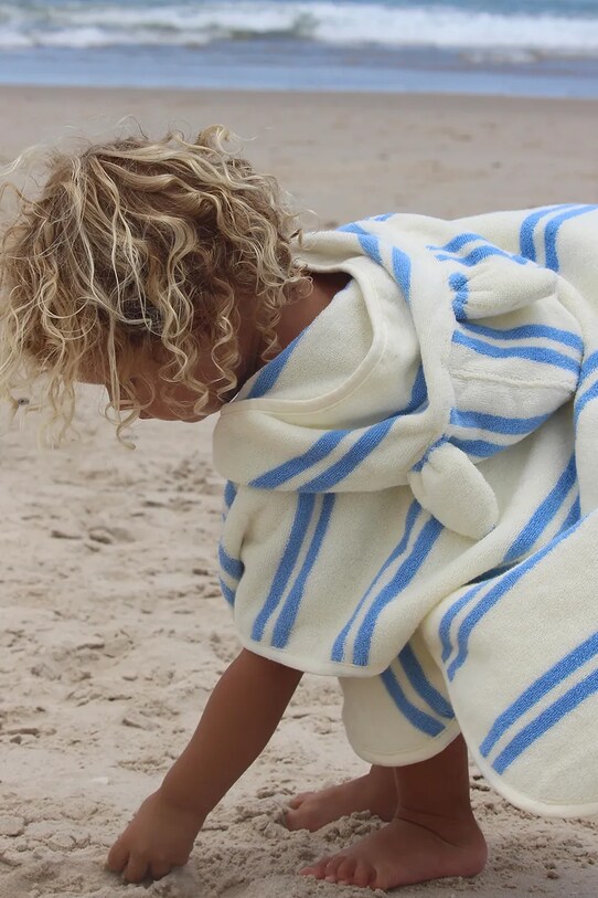 SunnyLife asciugamano in cotone bambino/a Sammy the Seagull Blue Stripe S51KHTBL