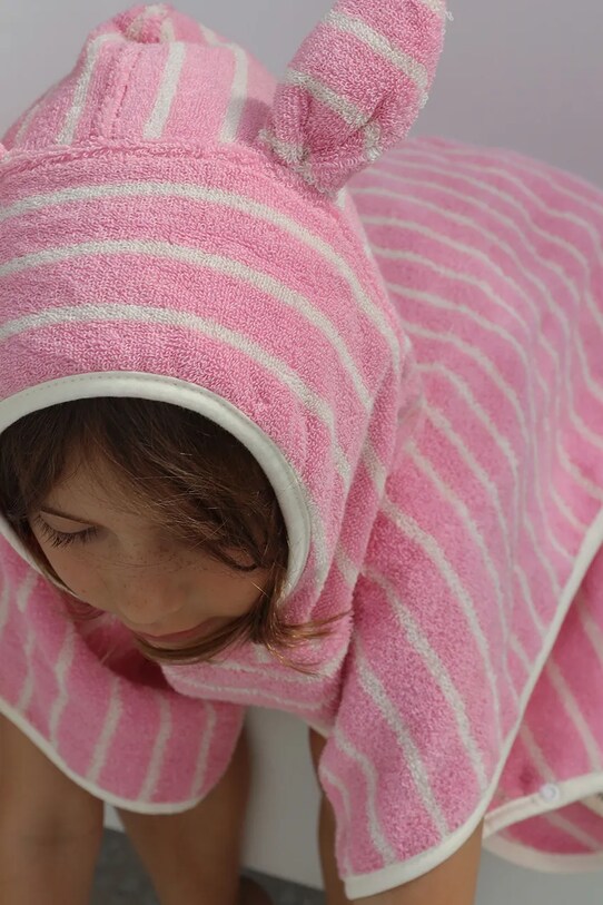 Дитячий рушник з капюшоном SunnyLife Cotton Candy Pink Stripe S51KHTPK рожевий