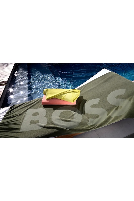 BOSS ręcznik plażowy bawełniany ZUMA Olive 100 x 180 cm zielony 1050089