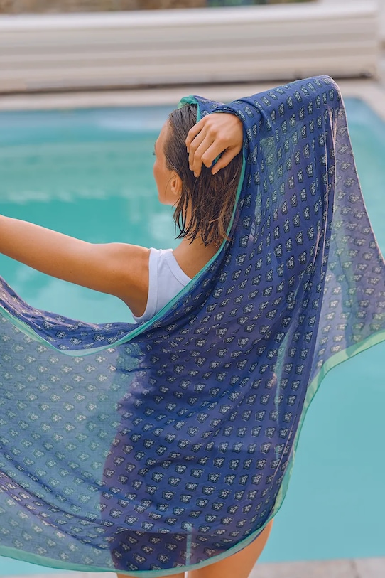 Olivier Desforges pareo bawełniane CAPBRUN Outremer 100 x 80 cm 1068990 fioletowy