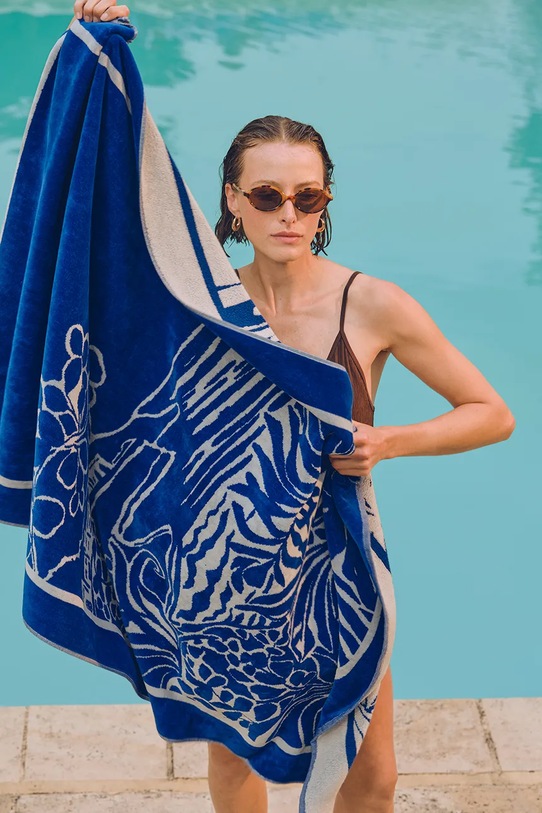 Lifestyle Olivier Desforges ręcznik plażowy z materiału tekstylnego RIVIERA Navire 90 x 160 cm 1062936 granatowy