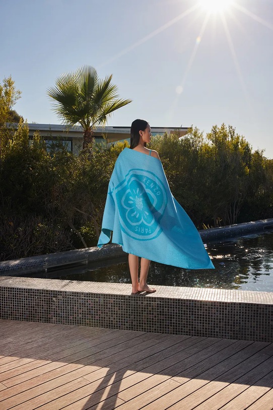 Lifestyle Kenzo ręcznik plażowy bawełniany KHEART Turquoise 90 x 160 cm 1063059 niebieski